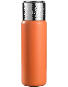 Resim 430Ml Dövülmüş Doku Kapaklı 316 Paslanmaz Çelik Yalıtımlı Çay Süzgeçli Su Şişesi Bpa Içermez Fda Sertifikası Yok - Turuncu 