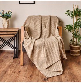 Resim Soft Shiny Koltuk Şalı - Bej / Kahverengi - 130x170 Cm Çok Renkli 