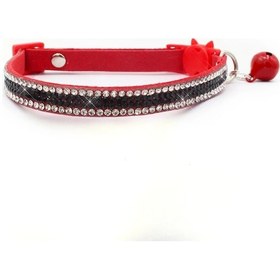 Resim Soulader Parlak Takliti İnci Kolyeli Yumuşak Deri Kedi Tasması, Süper İnce Konforlu Dekoratif Kedi Yaka Tasması, Çan Ve Emniyet Tokalı Sevimli Kedi Aksesuarları 