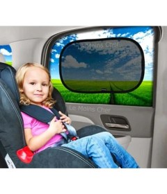 Resim Le Moins Cher Oto Yan Cam Perdesi 2'li Güneşlik Vantuzlu Model Pratik Kullanım 