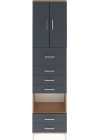 Resim Arges Dolap 3 Raflı 6 Çekmeceli 2 Kapaklı 60x30x243 Çam-antrasit Çam 