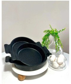 Resim 3 Lü Siyah Döküm Sahan Tencere Seti Takımı 