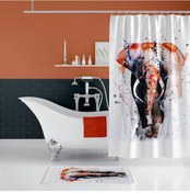 Resim Zethome Tropik Elephant Banyo Duş Perdesi Tek Kanat 1X180X200 Çok Renkli 