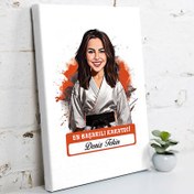 Resim Karikatürlü En Başarılı Kadın Karateci Kanvas Tablo 