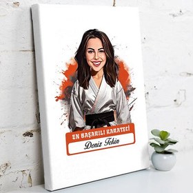 Resim Karikatürlü En Başarılı Kadın Karateci Kanvas Tablo 