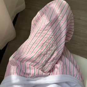 Resim Kadınlar için Y2K Tarzı Pembe ve Beyaz Çizgili Düz Paça Pantolon - Rahat Kesim, Elastik Bel Bandı, Makinede Yıkanabilir, Her Mevsime Uygun Konforlu, Spor Giyim, Saydam Olmayan Kumaş 