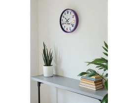 Resim Akıllı Durak 36 cm Mor Çocuk Odası Duvar Saati 