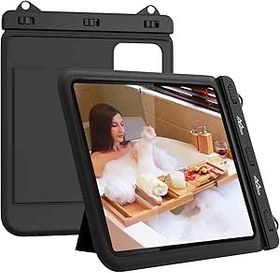 Resim MoKo Waterproof Tablet Pouch Holder Dry Bag for Bathroom and Kitchen - Stand Case Compatible with iPad 9, Air 5, Pro 11, 10.2, Galaxy Tab S6/S7, A 10.1, S 10.5, Fire HD 10 