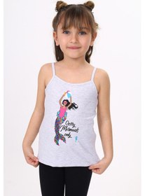 Resim Toontoy Kids Toontoy Kız Çocuk Deniz Kızı Baskılı Pul İşlemeli Atlet Gri Melanj 