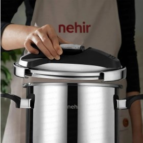 Resim Hype Store Nehir Silver Matik Paslanmaz Çelik 7 Litre Düdüklü Tencere 