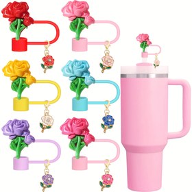 Resim Çıngıraklı Çiçekli Pipet Uçları ve Charm Seti, Su Geçirmez, Toz Geçirmez Kapak, 40oz Bardaklar için İdeal, Sevgililer Günü, Anneler Günü, Aile Buluşmaları için - Sevimli Simli Meteor Tasarımı, Festival İçecek Aksesuarı|Çıngıraklı Pipet Ucu|Dayanıklı Pipet 