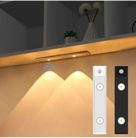 Resim Slim Led Kabin Armatürü Hareket Sensörlü Dekoratif Gece Lambası Usb Şarjlı Aydınlatma 20 Cm Siyah 2w Siyah 