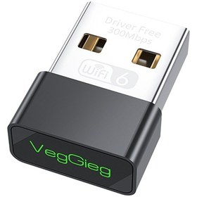 Resim Veggieg 300 Mbps Wifi 6 Çift Bant Kablosuz Alıcı Verici Nano Usb Adaptör 