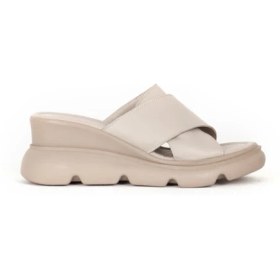 Resim Dericlub Kadın Çapraz Bant Dolgu Topuk Terlik Deri Zy 7673 Gri 