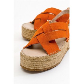 Resim Luvishoes Lontano Turuncu Süet Hakiki Deri Kadın Sandalet Turuncu 