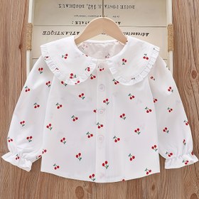 Resim Kızlar için Cadılar Bayramı Modası Rahat Bebek Yaka Gömlek Bahar ve Sonbahar Yeni Saf Pamuklu Volan Detaylı Beyaz Alt Katman Noel 