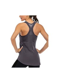 Resim Ghassy Co. Kadın Racerback Sırt Açık Yarı Fileli Antrenman Yoga Koşu Spor Atlet Tank Tops 1780 001 Füme 