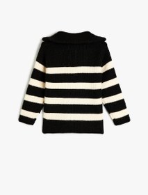 Resim Kız Çocuk Dik Yaka Yarım Fermuarlı Uzun Kollu Triko Kazak 