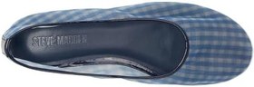 Resim Steve Madden Kadın Çayır Bale Düz, Mavi Gingham Mesh, 37 EU 