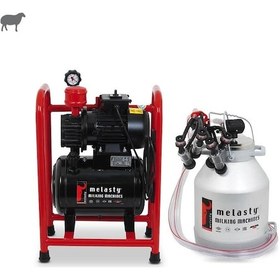 Resim Melasty Koyun Süt Sağma Tek Güğüm Üniteli Sabit Sistem Alüminyum Güğüm - Kauçuk Memelik Kuru Pompa 