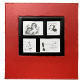 Resim Pu Deri Kapaklı Fotoğraf Albümü 6 İnç Fotoğraflar 500 Kapasiteli Ekler Saklama Defteri - Düz Doku / Kırmızı 