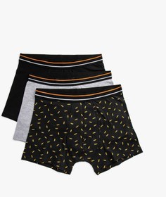 Resim Koton Pamuklu 3'Lü Basic Boxer Siyah Desenli 3Wlm90045Mk 