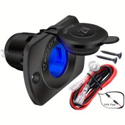 Resim Daiertek DC 12V Araba Soketi, Mavi Işıklı, Koruyucu Kapak, Kablo ve Kurulum Paneli ile, Vida Dahil, Motosiklet, Tekne, Araba, Kamyon, RV için, Pilsiz 