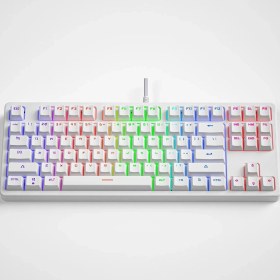Resim Ala Store Leaven K870 Blue Switch Mekanik Gaming Oyun Klavyesi Rgb 61 Key Mavi Tuş Type-C Klavye Beyaz 