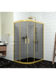 Resim Tekno Duş Gold Sirius 6mm Füme Cam Asimetrik Oval Duşakabin Füme 