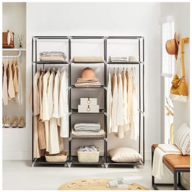 Resim Bez Dolap Xxl İki Askılıklı Ortadan Raflı Dolap Hugo Siyah Gardırop Siyah 