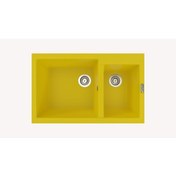 Resim Polex Cristalüx Granit Evye P-1.75 Sarı 1.5 Gözlü Tezgah Altı Ve Tezgah Üstü Mutfak Evyesi 81x50.5 CM 
