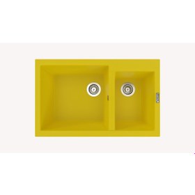 Resim Polex Cristalüx Granit Evye P-1.75 Sarı 1.5 Gözlü Tezgah Altı Ve Tezgah Üstü Mutfak Evyesi 81x50.5 CM 