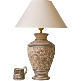 Resim Orhun Abajur, Yükseklik H60 X Çap Ø40 Cm Eskitme Beyaz 