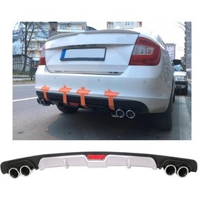 Resim Skoda Rapid Uyumlu Body Kit Difüzör 4 Çıkış Gri Yuvarlak 