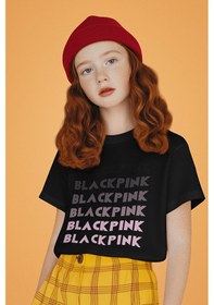 Resim Sevbano Blackpink Kpop Baskılı Unisex Çocuk Tişört 1-12 Yaş Siyah 