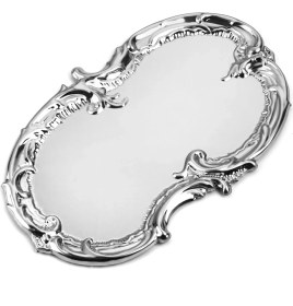 Resim Gümüş Artnova işleme Desenli Kahve-Çay Sunum ve Servis Tepsisi 3 Adet 