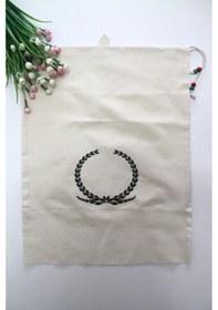 Resim Büyük Boy Başak Baskılı Askılı Bakliyat & Ekmek Torbası 50x40cm 