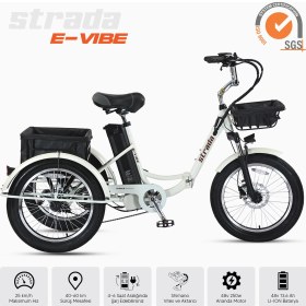 Resim Stradacycles Strada Cycles E-Vibe Hidrolik Disk 20 Jant Üç Tekerlekli Elektrikli Bisiklet 