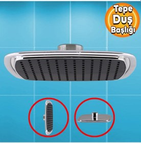 Resim Banyo Tepe Duş Başlığı Fiskiyesi Kare Başlık Siyah 