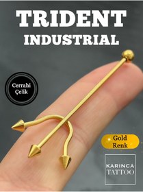Resim Karınca Piercing Üç Oklu Poseidon Mızrak Kulak Industrial Köprü Piercing (karınca Tattoo) 