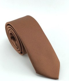 Resim Pierroni Taba Oxford Desen Slim Kravat Kahverengi 