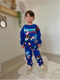 Resim Ela Karakter Erkek Çocuk Eşofman Takımı Saks Mavisi 