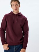Resim Şardonlu Pamuk Karışımlı Basic Kapşonlu Sweatshirt 