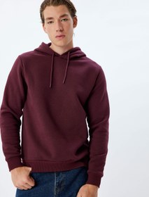 Resim Şardonlu Pamuk Karışımlı Basic Kapşonlu Sweatshirt 