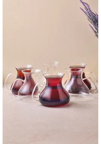 Resim Perotti 16043 Ehl-i Keyf 6'lı Borosilikat Cam Çay Bardağı Seti Şeffaf 