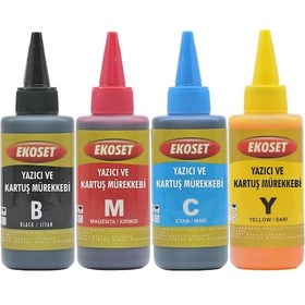 Resim Ekoset Epson Tanklı Yazıcılar için Uyumlu Mürekkep 4 Renk 4X100 ML 