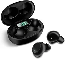 Resim Su Direnci Bluetooth uyumlu 5.0 Kulaklık Işık Yayan Diyot Ekran Ses Azaltma Şarjı ile Siyah 
