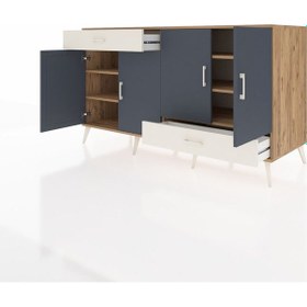 Resim Kronos Konsol 5 Raflı 2 Çekmeceli 4 Kapaklı 176x59x99 Çam-antrasi Çam-antrasit/aytaşı 