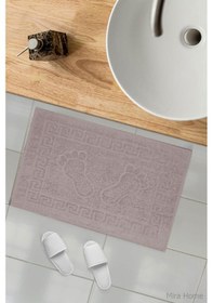 Resim 2 Li Ayak İzli Banyo Ayak Havlusu %100 Pamuklu Renkli 50x70 Cm Menom Mürdüm 