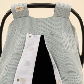 Resim Puset Örtüsü - Çift Taraflı - Petrol Mavisi Waffle - Puantiye 